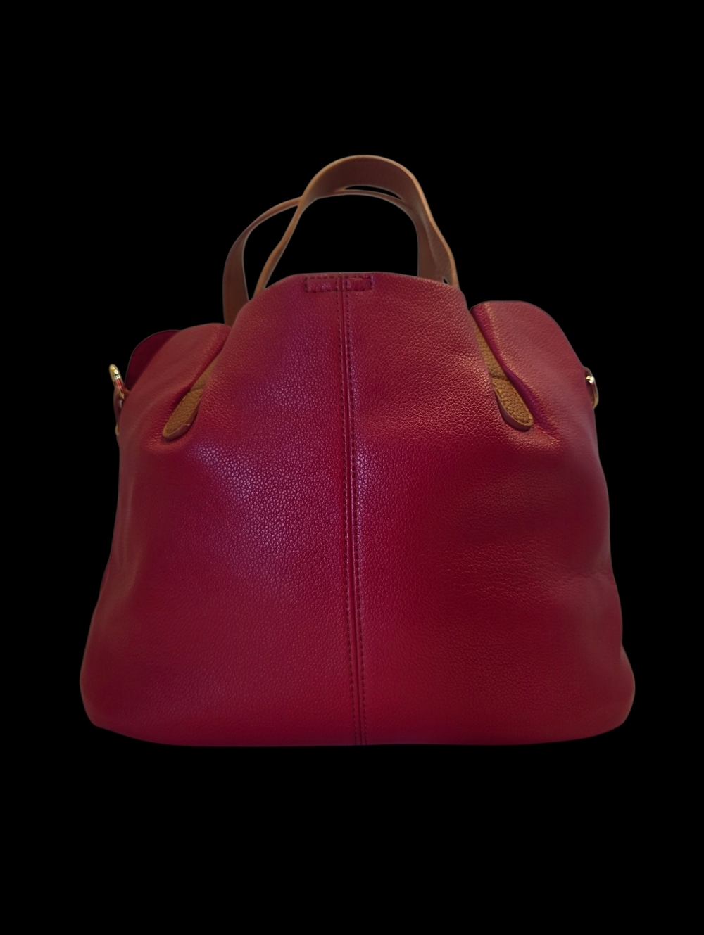 Designer-Inspired Women's Burgundy Leather Tote Bag with Tan Handles NWT - Picture 5 of 8